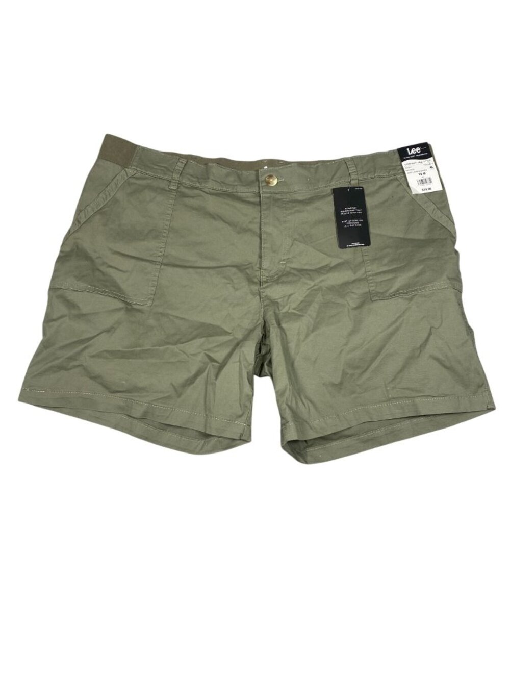 Lee Women’s Mid Rise Regular Fit Bermuda Shorts Olive Green 22M Cotton Blend NWT